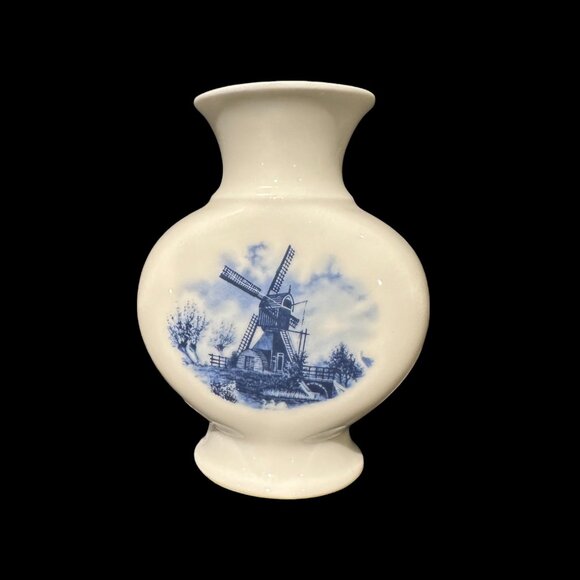 Vintage Delft Blue Mini-bud Vase, Delft Blauw Vase, Handpainted Blue and White - Picture 1 of 4